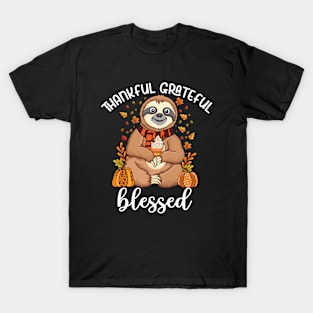 Sloth holding pumpkin spice happy Fall Yall autumn sloth T-Shirt